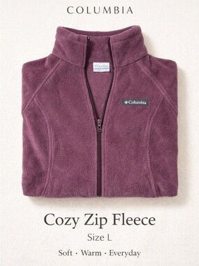 Columbia Cozy Plum Fleece Zip Jacket Soft Minimal Layer Size L